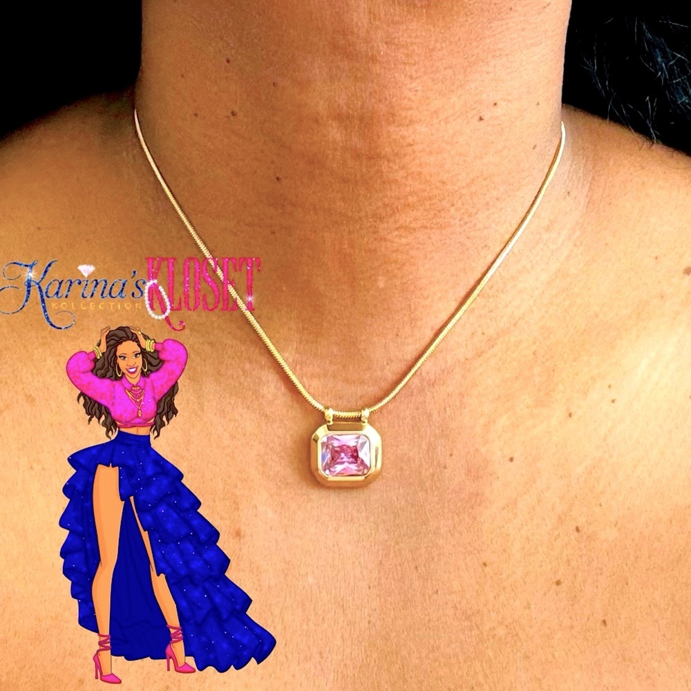 💕 Pink Opulence Ice Gold Necklace 💕